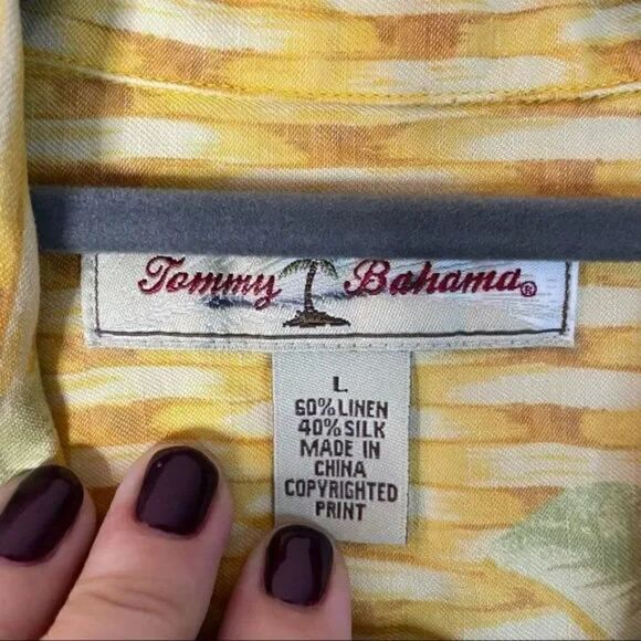 Tommy Bahama Linen Silk Floral Basketweave Hawaiian Aloha Shirt - Picture 5 of 5